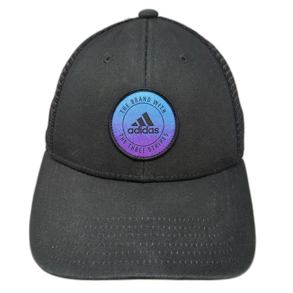 Adidas Trucker Hat Black One Size Mesh Back Snapback Climalite Gradient Patch